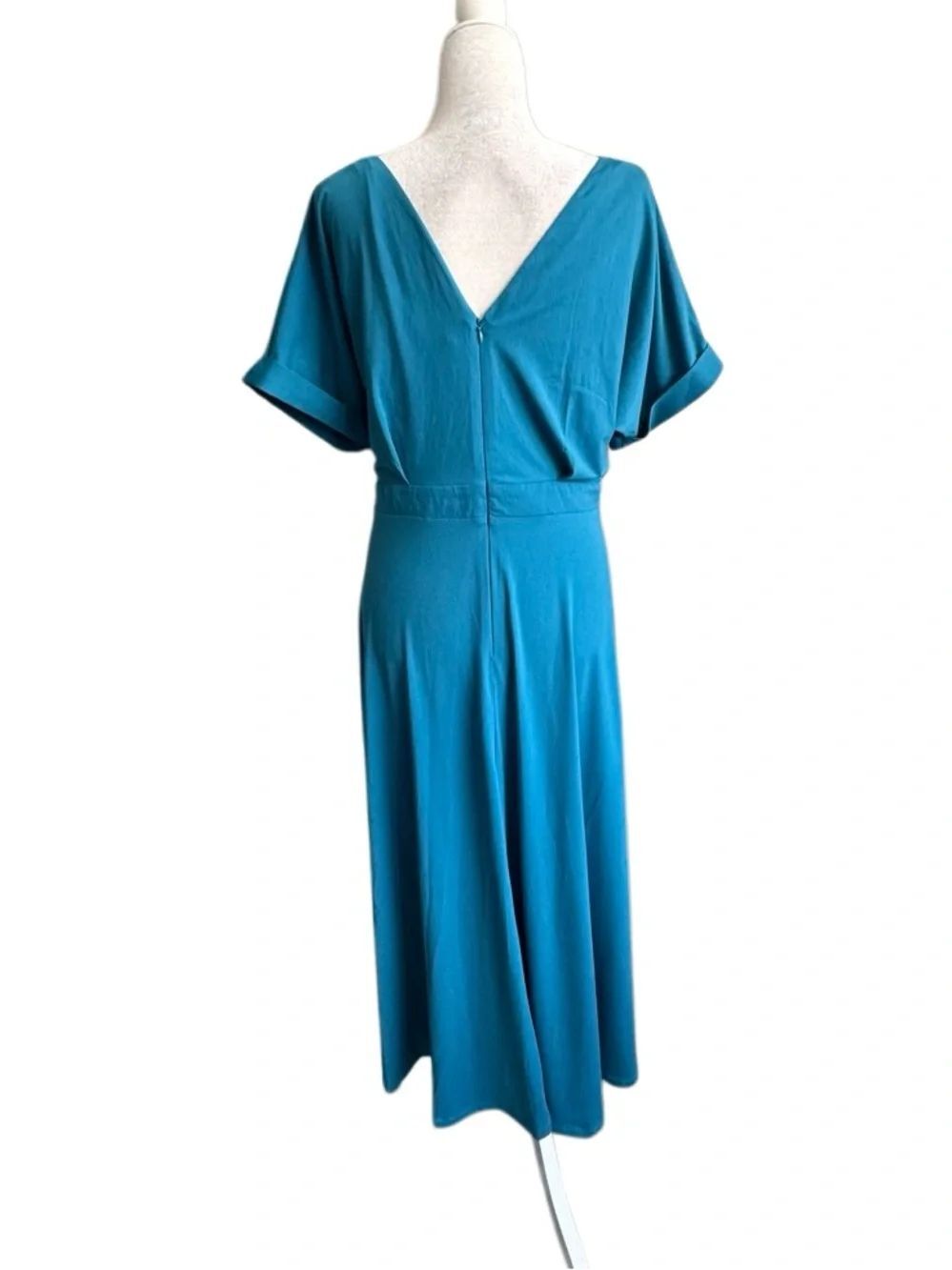 Alexia Admor Lana Midi Dress Turquoise Teal Slit Semi-Formal SZ L NEW - Picture 3 of 15